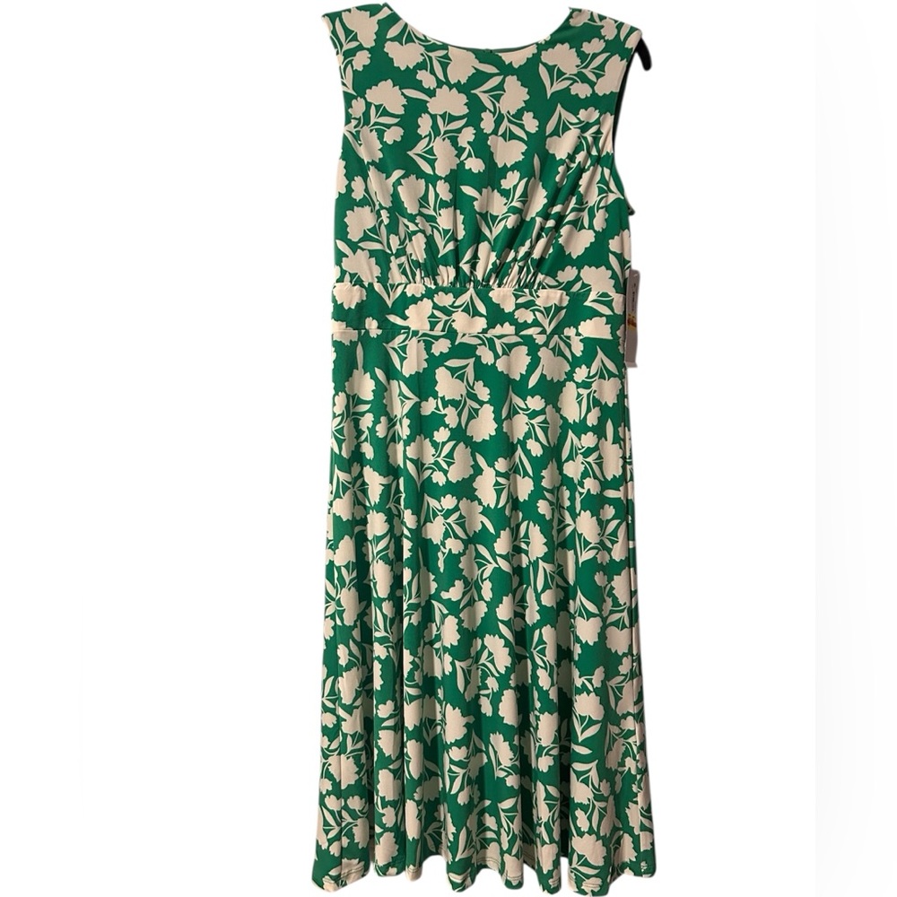 London Times Floral Inset Waist Midi Sleeveless Sundress - Picture 2 of 8